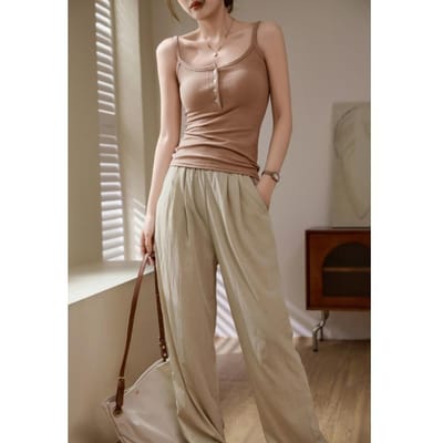 Maillard Puur Katoen Knopen Bretelvest voor Dames Zomer Nieuw Ondergoed en Pure Bovenkleding 2XL gray