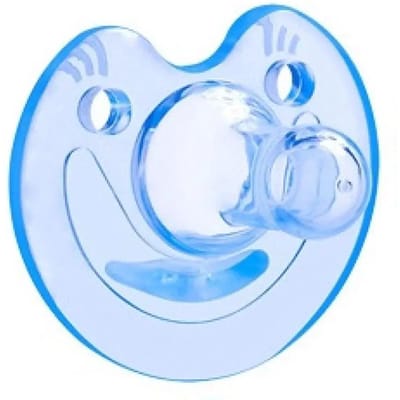 Pasgeboren baby in slaap sussen met een speentje dat lijkt op moedermelk, met een zacht siliconen speentje en een rond hoofdje om eten te voorkomen white