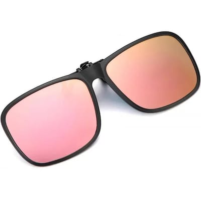 Lunettes de soleil à clipser rabattables pour la conduite Protection UV400 foncée Changement de couleur Lentille anti-reflets Lunettes pour myopes Conducteur de voiture pink