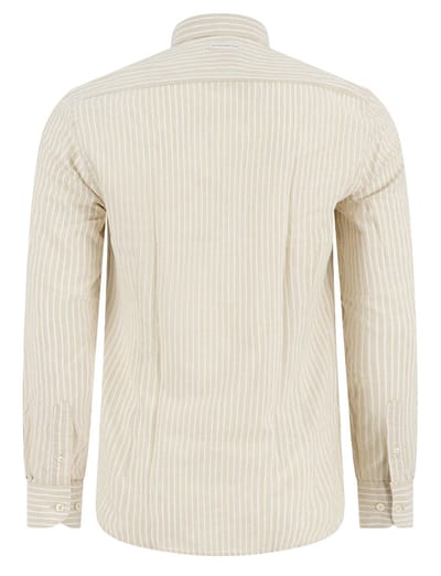 overhemd lange mouw beige strepen A Fish Named Fred semi-wide collar