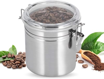 Stijlvolle RVS Koffiecontainer met Luchtdichte Deksel voor Koffiebonen, Thee en Suiker - 4x5.1 Inch Opslagpot voor Noten en Poeders