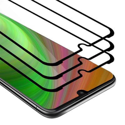 Cadorabo 3x Screenprotector geschikt voor Motorola MOTO E6 PLUS Volledig scherm pantserfolie Beschermfolie in TRANSPARANT met ZWART - Getemperd (Tempered) Display beschermend glas in 9H hardheid met 3D Touch
