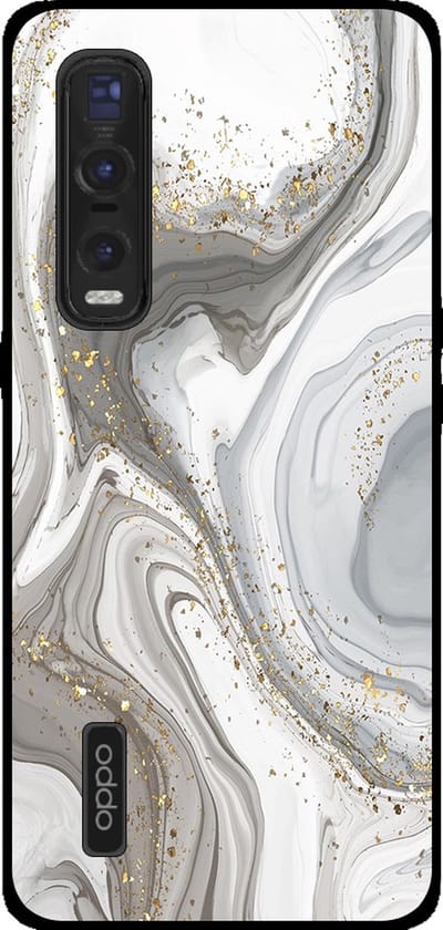 Smartphonica Telefoonhoesje Geschikt voor Oppo Find X2 Pro met marmer opdruk - TPU backcover case marble design - Zilver geschikt voor Oppo Find X2 Pro