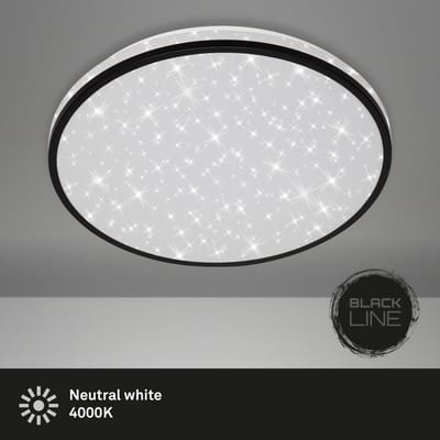 Briloner Leuchten - LED-plafondlamp, plafondlamp incl. sterrendecoratie, 24 watt, 2.200 lumen, 4.000 Kelvin, wit-zwart