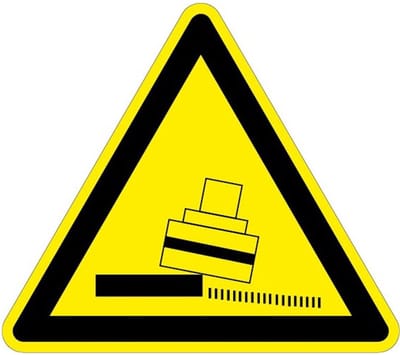 Waarschuwingsbord kantelgevaar - kunststof 150 mm