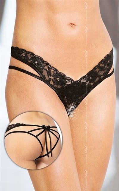Softline- kanten string- zwart S/M
