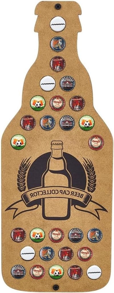 Biercapsule Opvangbak van Houten Opbergdienblad - Wandgemonteerd - 38 x 14,5 cm - Voor Flessencapsules - Opslag en Tentoonstelling