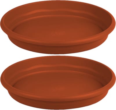 Hega Hogar Opvangbord - 2x - terracotta - kunststof - D16 cm - onderschaal/opvangbord