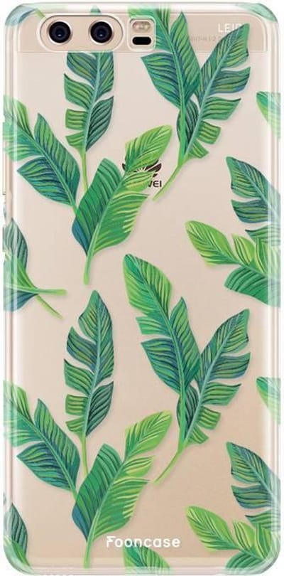Fooncase Hoesje Geschikt voor Huawei P10 - Shockproof Case - Back Cover / Soft Case - Banana leaves / Bananen bladeren