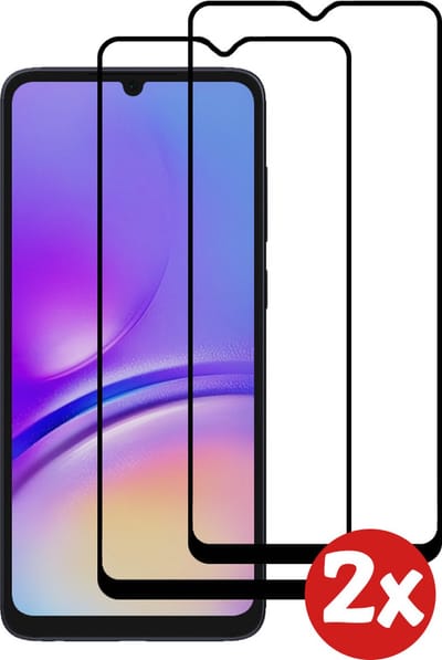 Smartphonica Screenprotector Geschikt voor Samsung Galaxy A05 - Full Cover Tempered Glass with Round Edge - Gehard glas met Afgeronde Hoeken - 2-Pack geschikt voor Samsung Galaxy A05