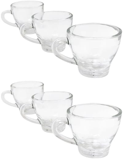 Set van 6 espressokopjes van transparant glas, 90 ml, wasbaar