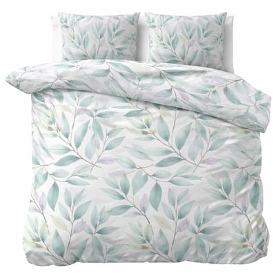 Decoware Dekbedovertrek Alicia 200x220 cm – Wit – Katoen – Botanisch Thema - Met Kussenslopen - Tweepersoons