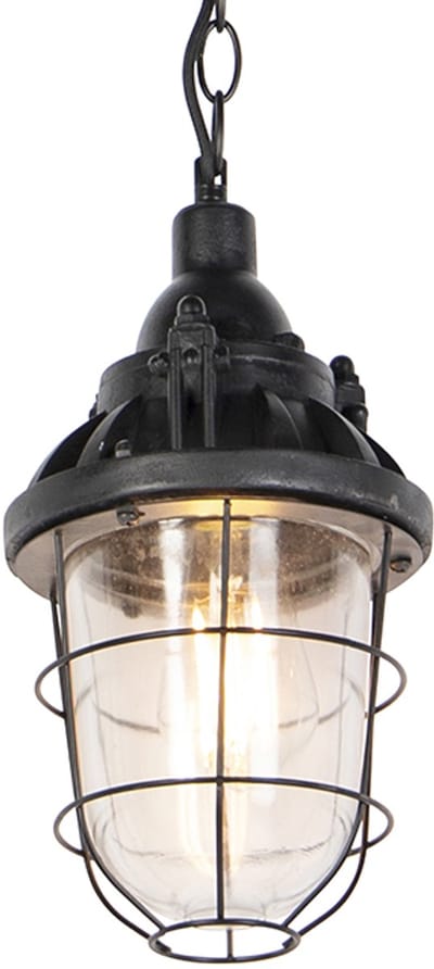 QAZQA cabin - Industriele Hanglamp - 1 lichts - Ø 170 mm - Zwart - Industrieel - Woonkamer