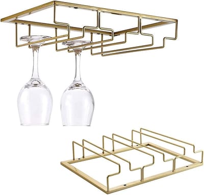 Hangerrek voor wijnglas, opbergbar, omgekeerde ijzeren wijnglashouder voor het ophangen van kopjes en schalen aan de wandkast, keukenbar