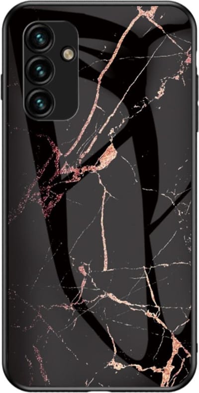 Coverup Hoesje - Geschikt voor Samsung Galaxy A34 Hoesje - Coverup Marble Glass Back Cover - Zwart / Goud