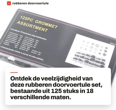 Dailygoods - rubberen doorvoertule - 125 stuks - breed assortiment - hittebestendig - bescherming voor bedrading - ideaal voor elektrische toepassingen