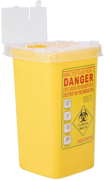 Dailygoody - Sharps Bin - Afvalcontainer - Veilig gebruik - Geel - Medisch afval - 1 Liter - Ideaal voor naalden en scherpe voorwerpen