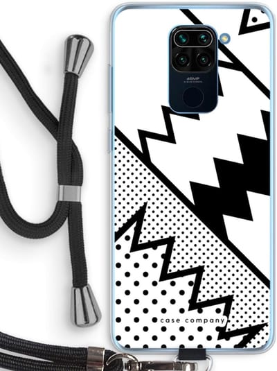 Case Company® - Hoesje met koord geschikt voor Xiaomi Redmi Note 9 hoesje met Koord - Pop Art #5 - Telefoonhoesje met Zwart Koord - Bescherming aan alle Kanten en Over de Schermrand