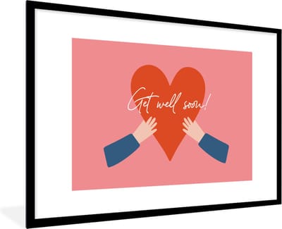 Fotolijst incl. Poster - Sterkte - Quotes - Roze - Hand - 120x80 cm - Posterlijst