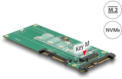 Delock Converter U.2 SFF-8639 NVMe / SATA 22 pin > 1 x M.2 Key M