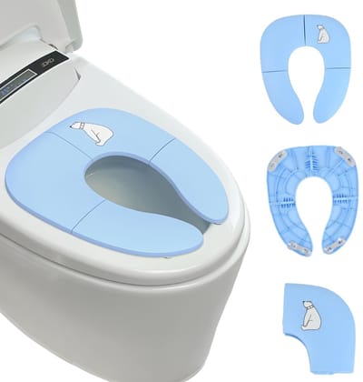 Dailygoody - Opvouwbare toiletbril - Kinderen - Draagbaar en antislip - Blauw - Veiligheidszuignappen - Hygiënisch en gemakkelijk te reinigen - Gesch