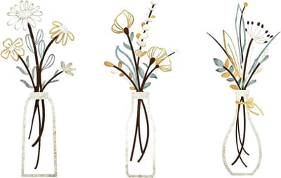 Set van 3 kleurrijke metalen bloemen voor wanddecoratie, 3D wandkunst, stijlvolle muurdecoratie voor woonkamer, slaapkamer en keuken, perfect als cadeauidee