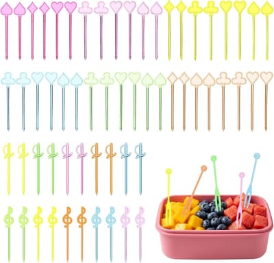 Kleurrijke fruitvorken voor kinderen - 200 stuks herbruikbare cocktailspiesen en vingerfoodprikkers voor feestjes en barbecues