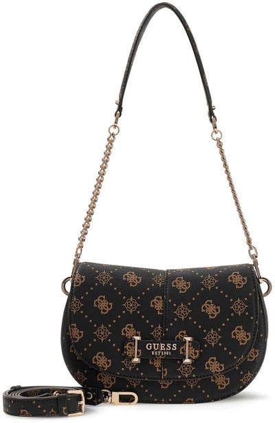 GUESS schoudertas Carrie Logo Flap Shoulder Bag Espresso Logo donkerbruin