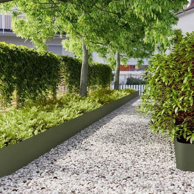 Gazonrand Set - Tuinranden Staal - Duidelijke Tuingrenzen - Koudgewalst Staal - 10 Stuks - Olijfgroen