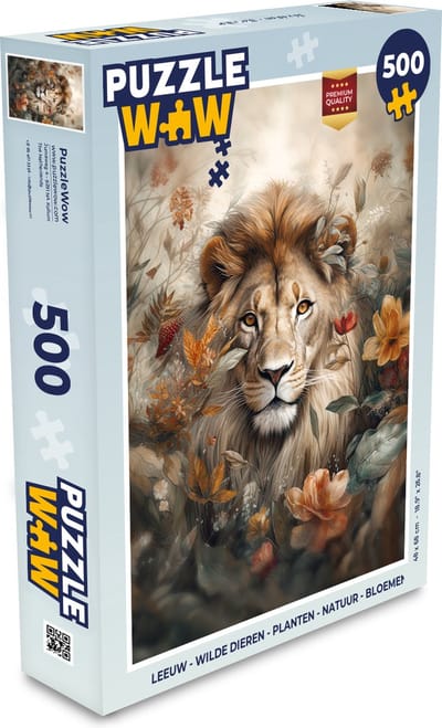 Puzzel Leeuw - Wilde dieren - Planten - Natuur - Bloemen - Legpuzzel - Puzzel 500 stukjes