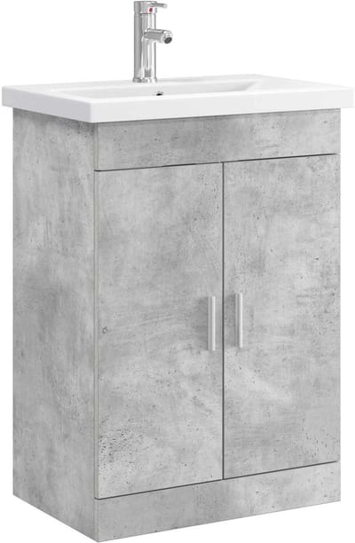 vidaXL - Badkamermeubel - Set - Betongrijs - 61 - x - 40 - x - 84,5 - cm - Bewerkt - hout