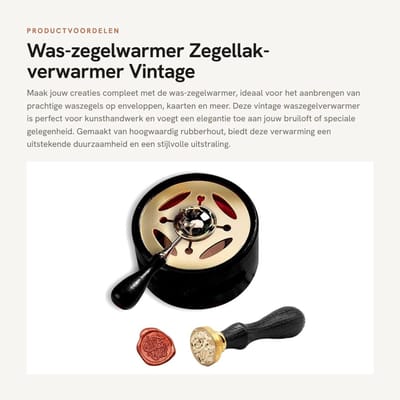 Dailygoods- Was-zegelwarmer met ijzeren tabs - Zegellak-verwarmer - Zegelstempel voor bruiloft - Vintage rubberhouten design - Afneembaar smeltvuur - Diameter 3 inch, hoogte 3,8 cm