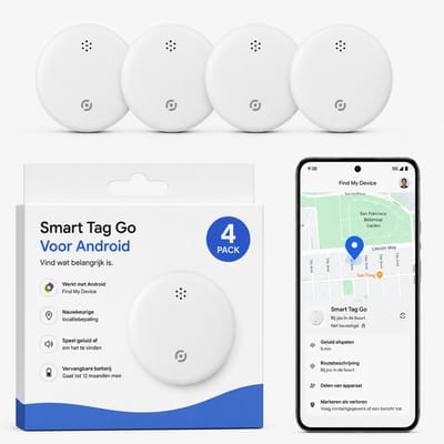 Android GPS Tracker – 4 stuks - Family Pack- Real-time Locatie Volgsysteem – Werkt met Google Find My app- Alleen geschikt voor Android telefoons- Gecertificeerd - Batterij Vervangbaar - 24/7 live locatie meekijken - Wit