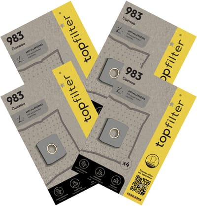 Set van 4 pakken van 4 stofzuigerzakken 64983 voor Daewoo TopFilter Premium