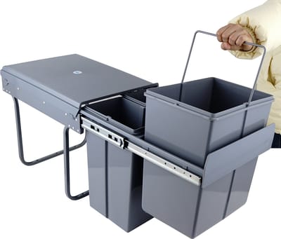 4goodz Inbouw Prullenbak met 3 Afvalemmers voor Afvalscheiding - 40 liter - 34 cm breed