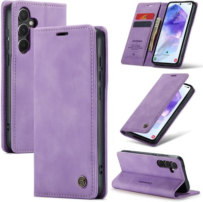 Casemania Hoesje Geschikt voor Samsung Galaxy A26 - Bright Lila - Dunne Portemonnee Book Case - Slim Wallet Case met Pasjeshouder