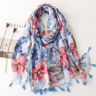 Écharpe Viscose Design Floral pour Femme Châle Chaud d'Hiver Franges Hijab Wraps Foulard Carré Écharpes Sensation Coton Lin 85x180cm gray