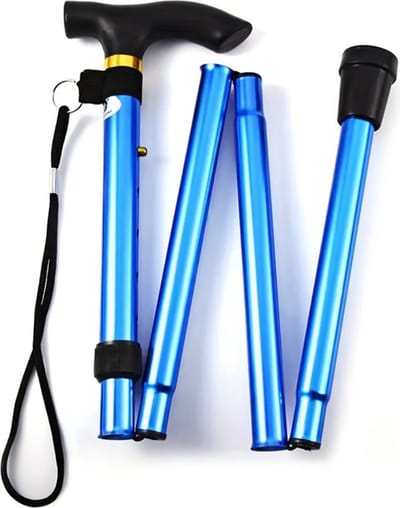 Opvouwbare Wandelstok - Inklapbare Wandelstok - Wandelstok Opvouwbaar - Wandelstokken Verstelbaar - Loopstok - Mannen - Vrouwen - Rubber Handvat - Blauw