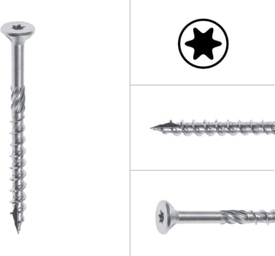 Wovar Spaanplaatschroeven Verzinkt 5 x 110 mm Torx 25 Deeldraad | Doos 200 Stuks