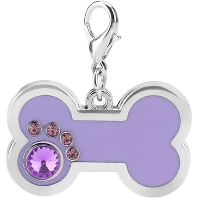 Legering Huisdier ID Tag Hond Kat Dier Naam Identificatie Hanger Botvorm (Paars) white