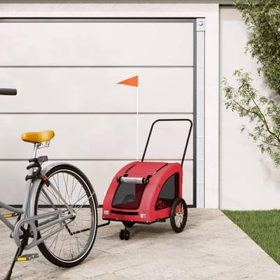Fietskar voor honden - Hondentrailer - Buitenactiviteiten - Robuust ijzeren frame - Max 45 kg - Rood