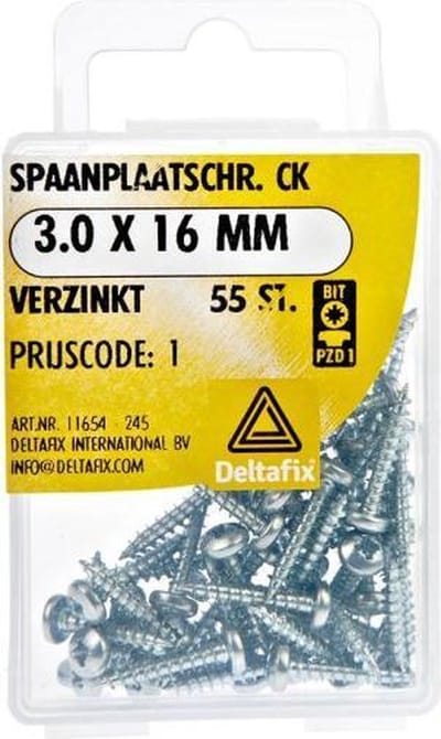 Spaanplaatschroeven Clinderkop Pozidriv Verzinkt 3.0x16mm