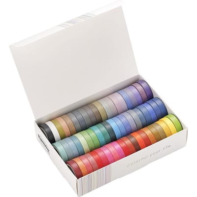 60 Rollen Washi Masking Tape Set 8mm/15mm Breed Decoratieve Knutseltape Collectie Voor Scrapbook DIY Knutselen Cadeauverpakking Planner white