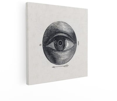 Artaza Canvas Schilderij Vintage Oog - 40x40 cm - Wanddecoratie Anatomische Tekening - Muurdecoratie Zwart Wit - Kamer Accessoires