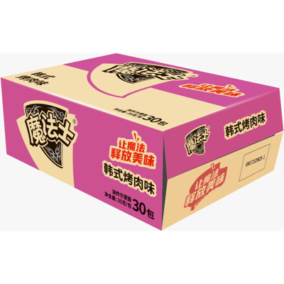 Huafeng Hua Feng Magic Chef Koreaanse BBQ-smaak Krokante Noedels 35 g (Volledige Doos 30 Zakjes)