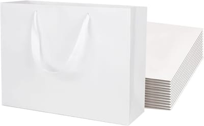 Kraft Cadeauzakken - Papieren Boodschappentassen - Winkel en Cadeau - Verbrede Lintgreep - 30x10x10 inch - Wit