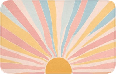 WC mat 80x50 cm - Antislip - Illustratie - Zon - Pastelkleuren - Toiletmat - Vloermat - Douchemat - Toilet tapijt - Toiletmatten