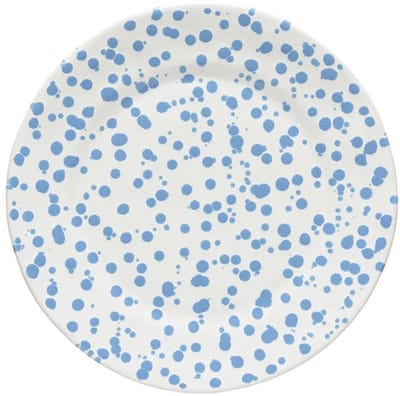 Costa Nova Portugees Aardewerk dinerbord wit met blauwe verfspatten 27 cm collectie Rafaela