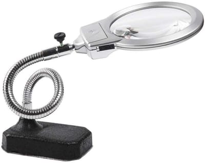 Glazen Standaard - Vergrootglas Met Licht - Hobby Knutselen - 10x 20x Vergroting - 10x 20cm - Zwart