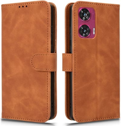 Coverup Hoesje - Geschikt voor Motorola Edge 50 Fusion Hoesje - Coverup Book Case - Bruin